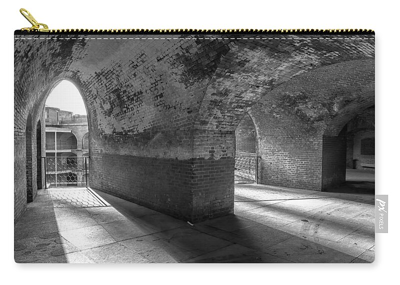 Landscape Zip Pouch featuring the photograph Fort Point BW by Jonathan Nguyen