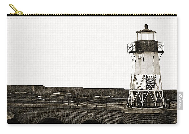 Brick Zip Pouch featuring the photograph Fort Point Lighthouse by Holly Blunkall