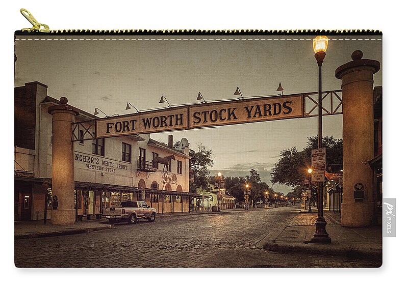 Stockyards Zip Pouch featuring the photograph Fort Worth StockYards by Joan Carroll