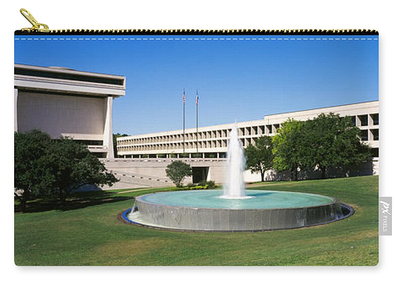 Photography Zip Pouch featuring the photograph Fountain In Front Of A Library, Lyndon by Panoramic Images
