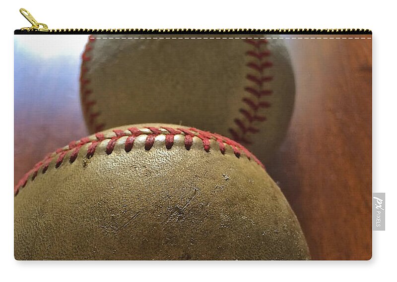Iphoneography Zip Pouch featuring the photograph Four Baseballs by Bill Owen