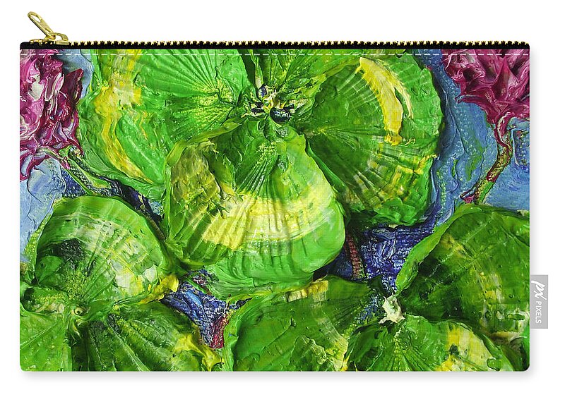 St. Patrick's Day Zip Pouch featuring the painting Green Four Leaf Clovers by Paris Wyatt Llanso