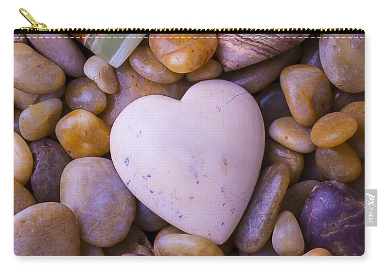 Heart Hearts Zip Pouch featuring the photograph Four Stone hearts by Garry Gay