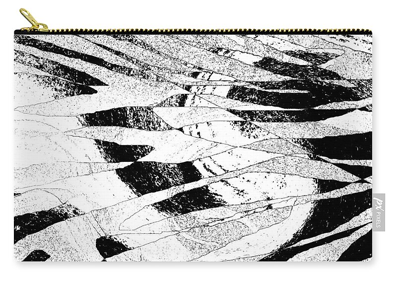 Black And White Abstract Expressionist Zip Pouch featuring the digital art Fourteen by Priscilla Batzell Expressionist Art Studio Gallery