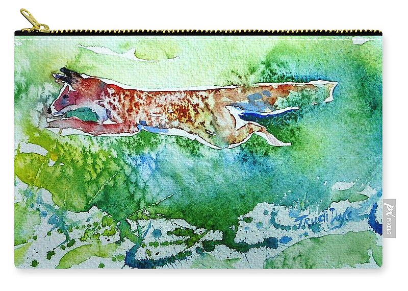 Fox Hunting Zip Pouch featuring the painting Fox- Hunting in the Sun by Trudi Doyle