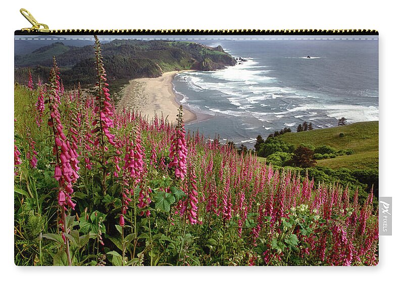 Photography Zip Pouch featuring the photograph Foxgloves At Cascade Head, The Nature by Panoramic Images