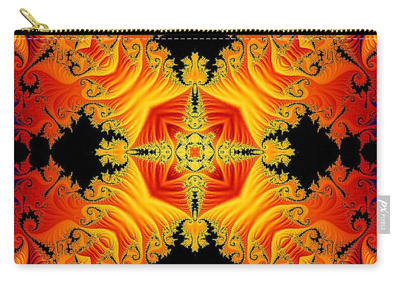 Kaleidoscope Zip Pouch featuring the digital art Fractal Flames No 1 by Charmaine Zoe