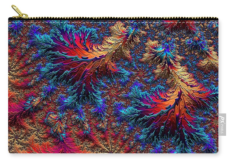 Surreal Zip Pouch featuring the digital art Fractal Jewels Series - Beauty on Fire II by Susan Maxwell Schmidt