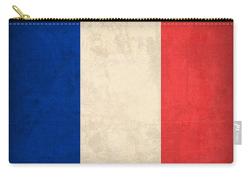 France Flag Paris Marseilles French Europe Zip Pouch featuring the mixed media France Flag Distressed Vintage Finish by Design Turnpike