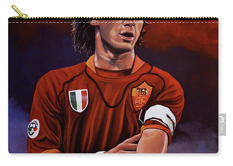 Francesco Totti Zip Pouch featuring the painting Francesco Totti by Paul Meijering