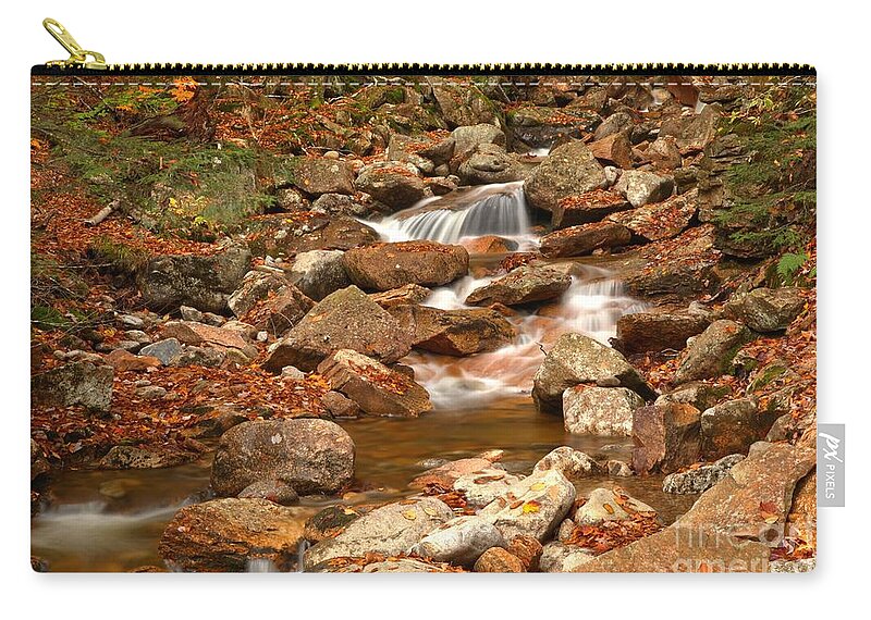 Franconia Notch Zip Pouch featuring the photograph Franconia Notch Streams by Adam Jewell
