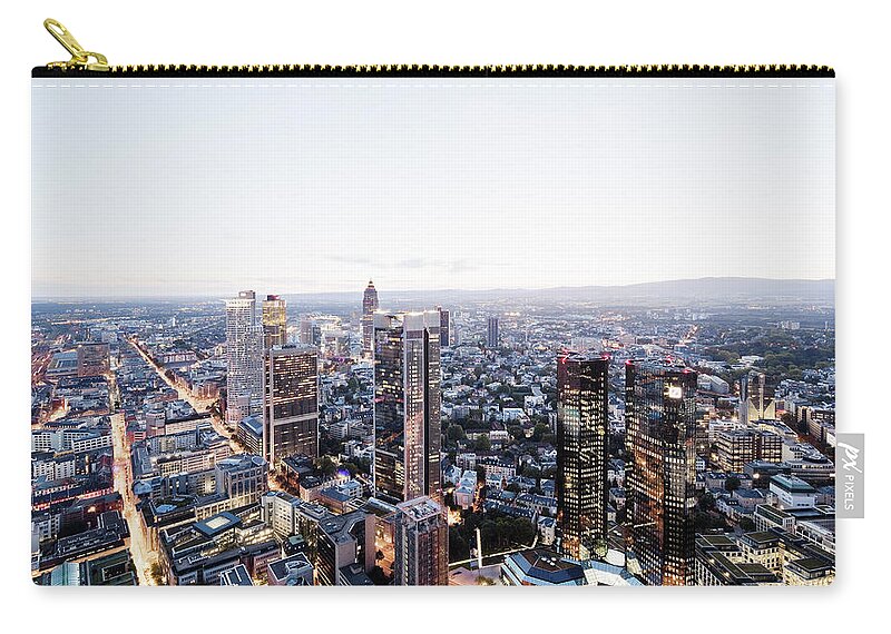 Financial District Zip Pouch featuring the photograph Frankfurt Banking District At Dusk by Raimund Koch