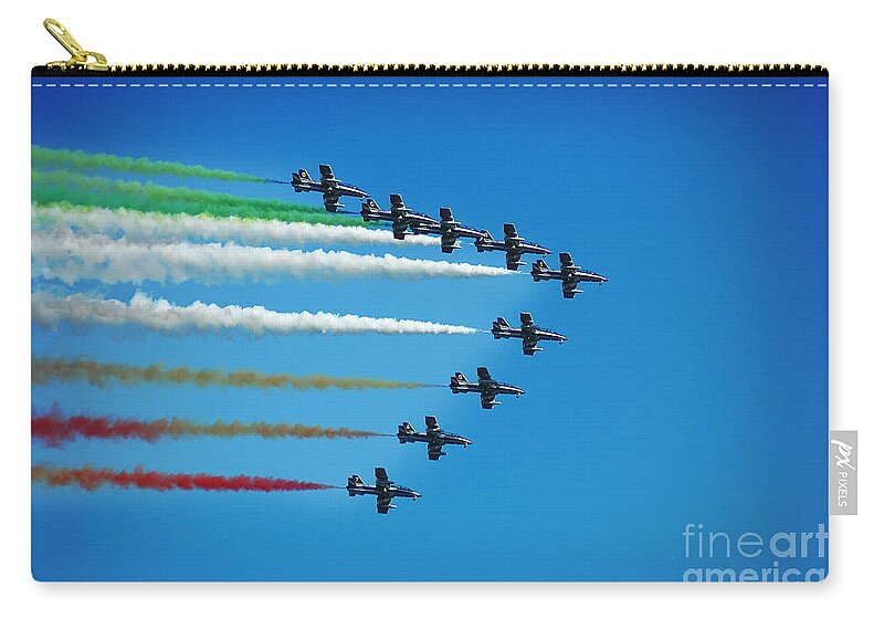  Tricolori Zip Pouch featuring the photograph Frecce Tricolori aerobatics team by Stefano Senise