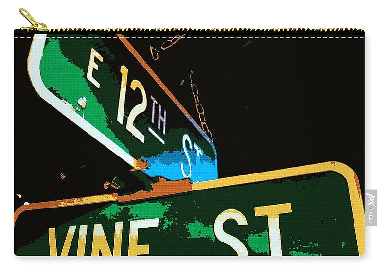 Signage Zip Pouch featuring the photograph 12th Street and Vine by Chris Berry