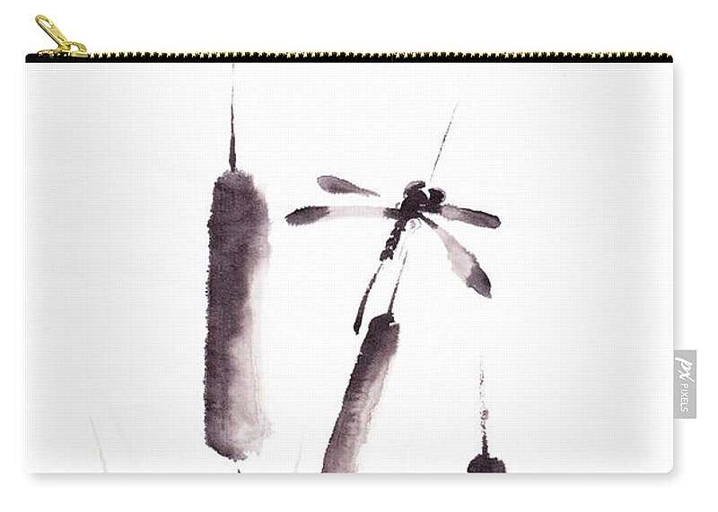 Dragonfly Zip Pouch featuring the painting Free As The Dragonflies by Oiyee At Oystudio