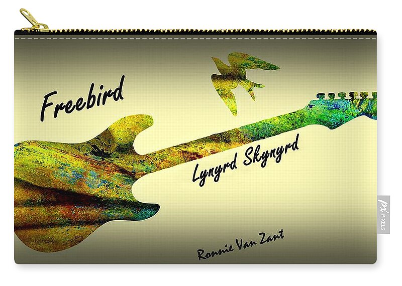 Ronnie Van Zant Zip Pouch featuring the painting Freebird Lynyrd Skynyrd Ronnie Van Zant by David Dehner