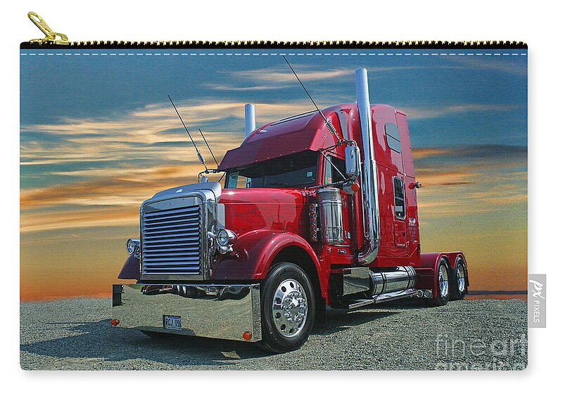 Trucks Zip Pouch featuring the photograph Freightliner CATR0316-12 by Randy Harris