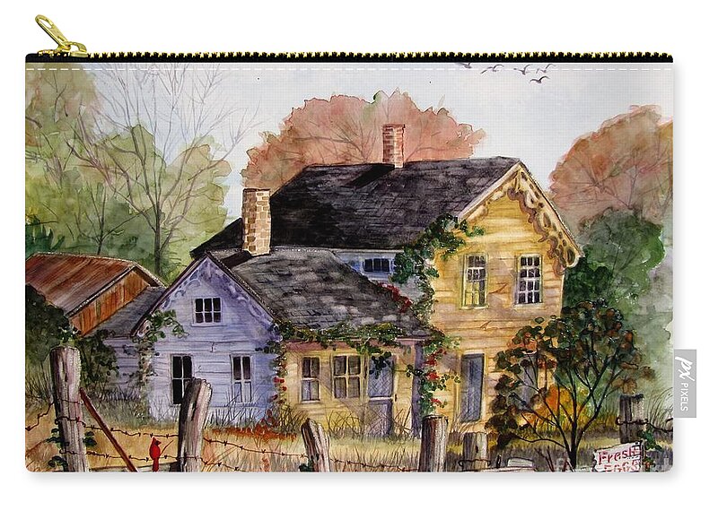Farmhouse Zip Pouch featuring the painting Fresh Eggs For Sale by Marilyn Smith