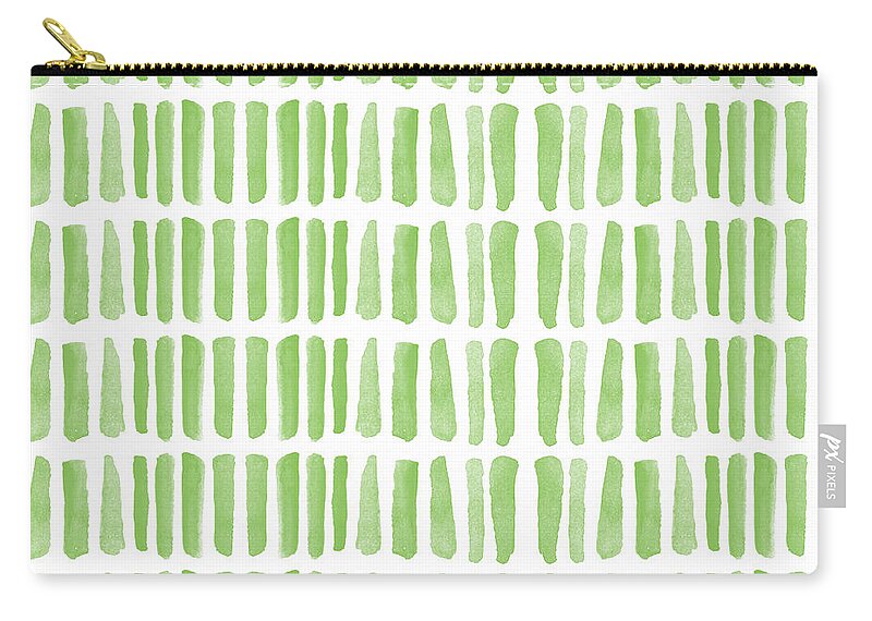 Grass Zip Pouch featuring the painting Fresh Grass- Abstract Pattern Painting by Linda Woods