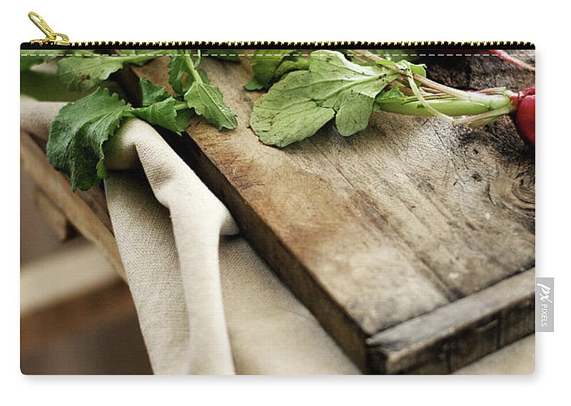 Cutting Board Zip Pouch featuring the photograph Fresh Radishes by 200