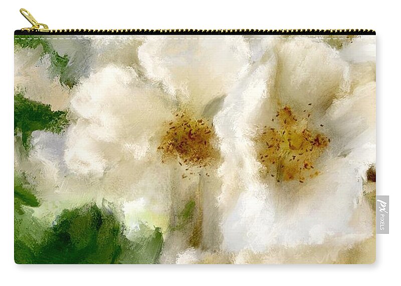 Flowers Zip Pouch featuring the painting Fresh White Linen by Colleen Taylor