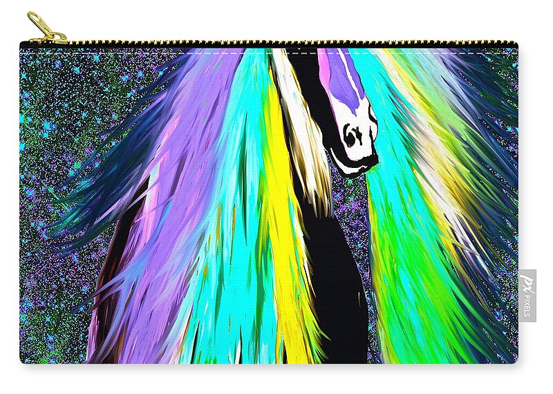 Friesian Fantasy Horse Oil Painting Zip Pouch featuring the painting Friesian Fantasy Horse Oil Painnting by Saundra Myles