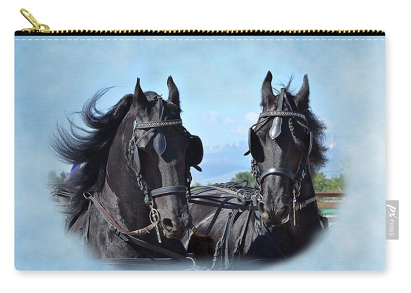 Friesian Horses Carry-all Pouch featuring the photograph Friesians Flying by Kae Cheatham