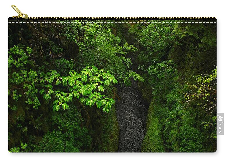 Water Zip Pouch featuring the photograph From The Tall Bridge On Eagle Creek Trail by Jeff Swan