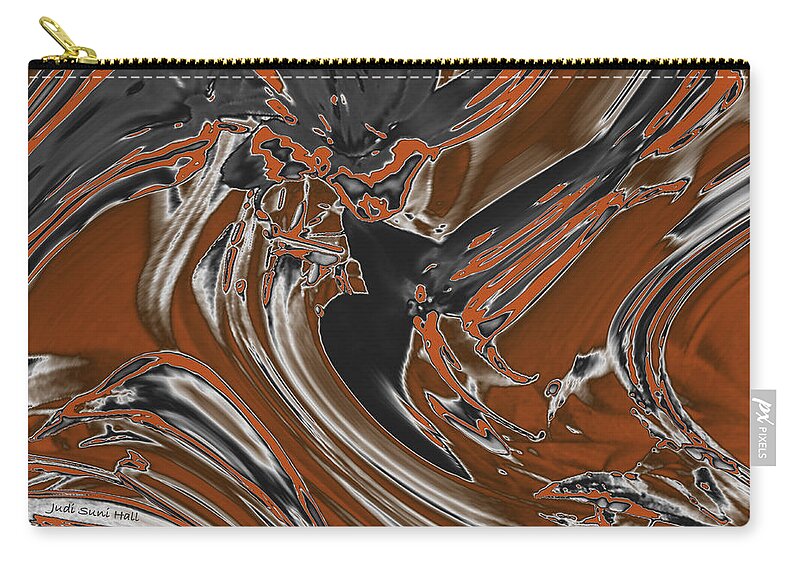 Abstract Zip Pouch featuring the digital art Frost and Woodsmoke by Judi Suni Hall