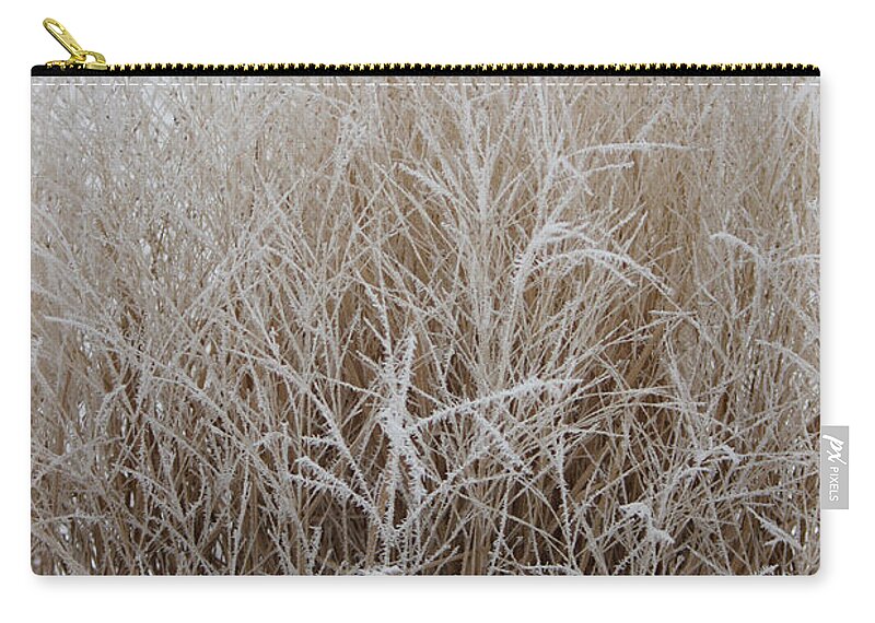 Frozen Zip Pouch featuring the photograph Frozen Grass by Debbie Hart
