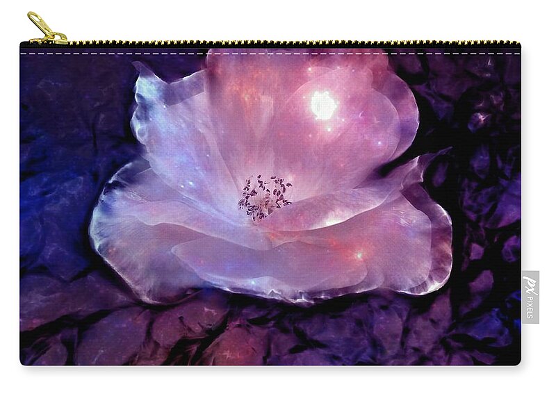Rose Zip Pouch featuring the digital art Frozen Rose by Lilia D