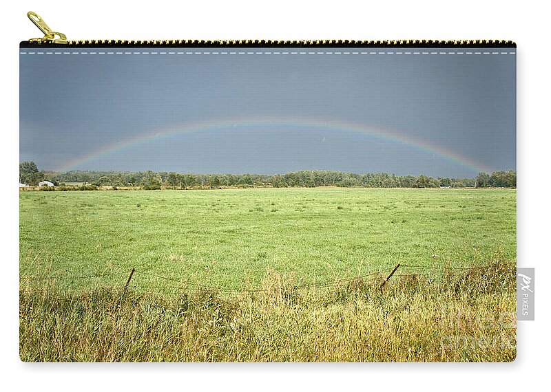 Rainbow Zip Pouch featuring the photograph Full Country Rainbow by Cheryl Baxter