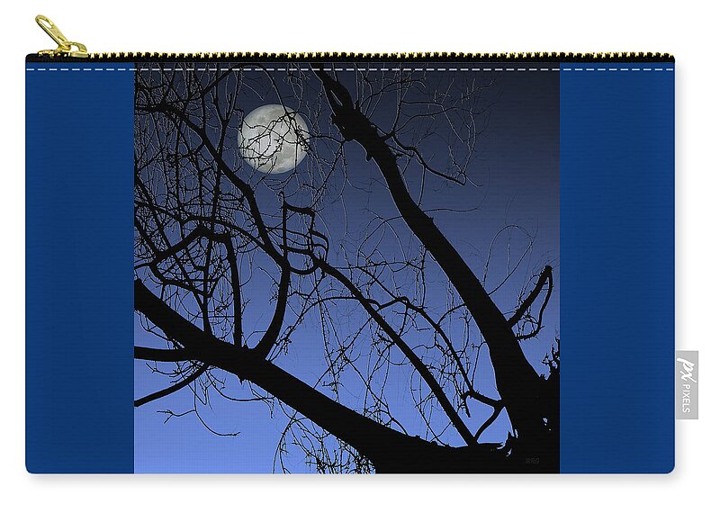 Tree Top Zip Pouch featuring the photograph Full Moon And Black Winter Tree by Ben and Raisa Gertsberg