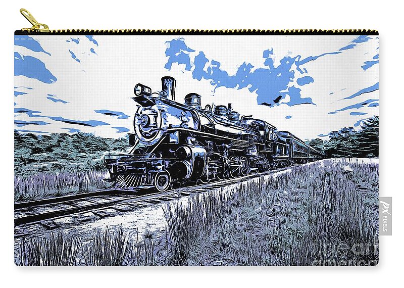 Train Zip Pouch featuring the photograph Full Steam through The Meadow Graphic by Edward Fielding