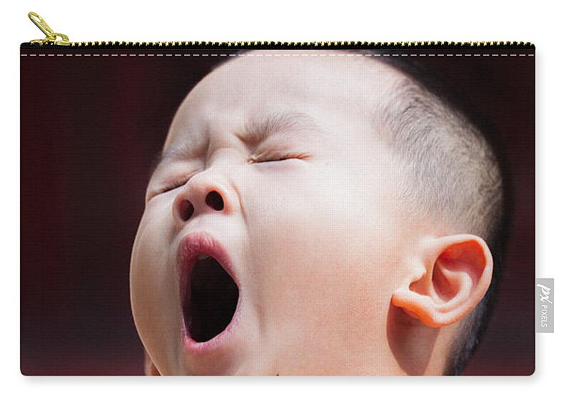 Beijing Zip Pouch featuring the photograph Funny chinese child yawning by Matteo Colombo