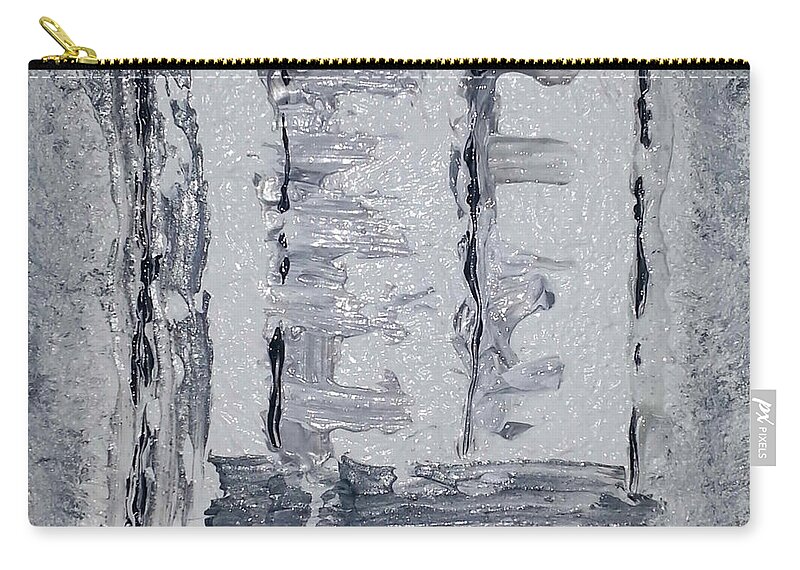 Abstract Painting Carry-all Pouch featuring the painting G2 - greys by KUNST MIT HERZ Art with heart