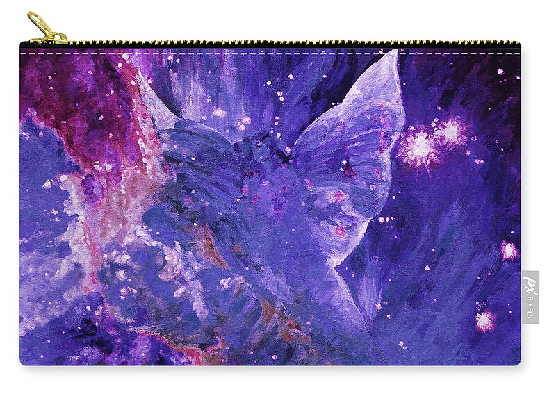 Galactic Angel Zip Pouch featuring the digital art Galactic Angel - Violet by Julie Turner