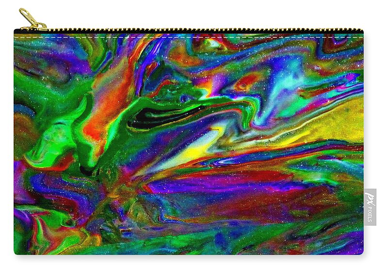 Abstract Zip Pouch featuring the mixed media Galactic Storm by Deborah Stanley