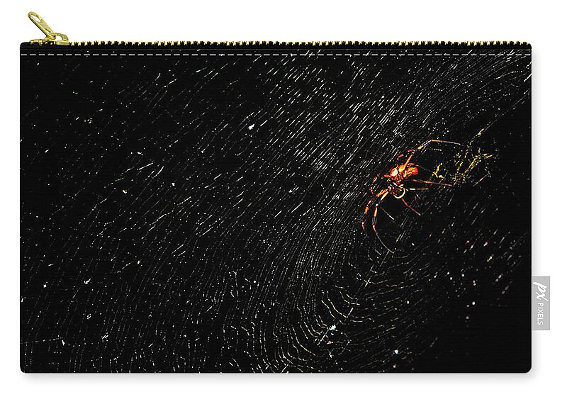 Spider Web Photograph Canvas Print Zip Pouch featuring the photograph Galaxy Web by Lucy VanSwearingen