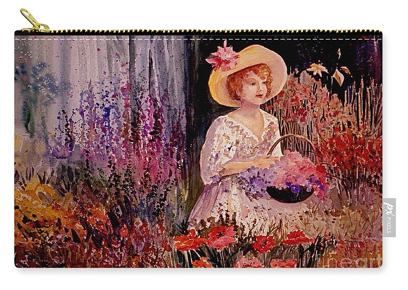 Garden Zip Pouch featuring the painting Garden Girl by Marilyn Smith