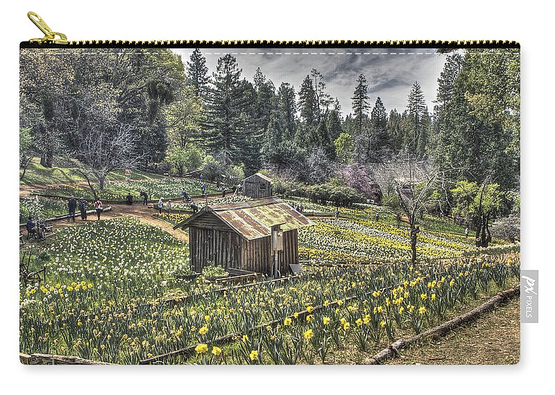 Amador Zip Pouch featuring the photograph Garden Houses on Daffodil Hill by SC Heffner