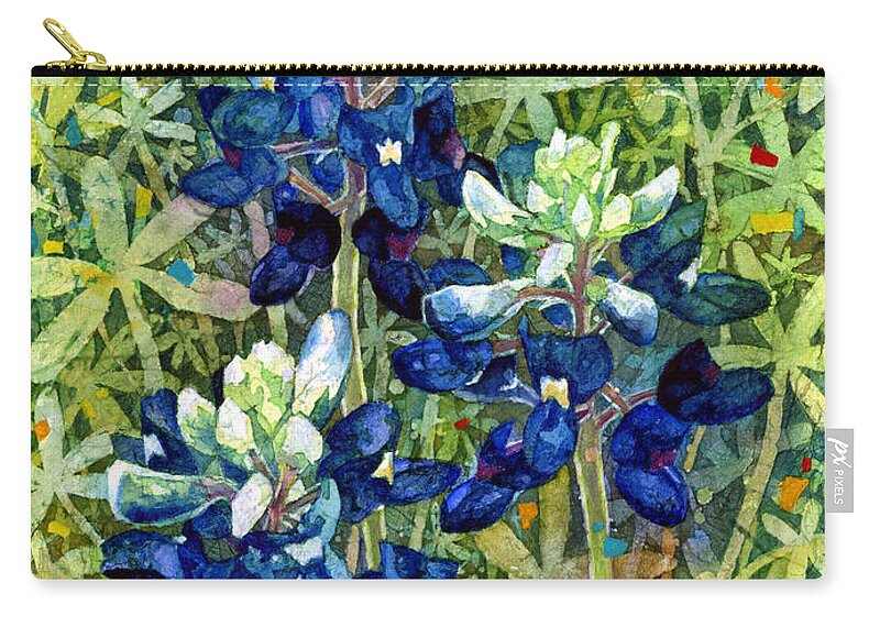 Bluebonnet Zip Pouch featuring the painting Garden Jewels I by Hailey E Herrera