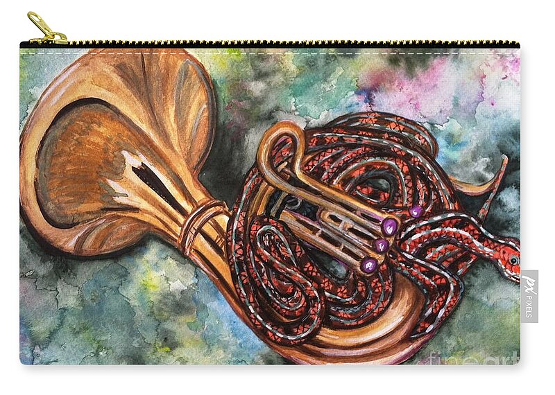 Snake Zip Pouch featuring the painting Garden Music by Linda Markwardt