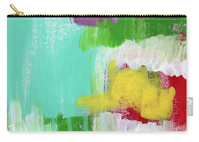 Abstract Painting Zip Pouch featuring the painting Garden Path- Abstract Expressionist Art by Linda Woods
