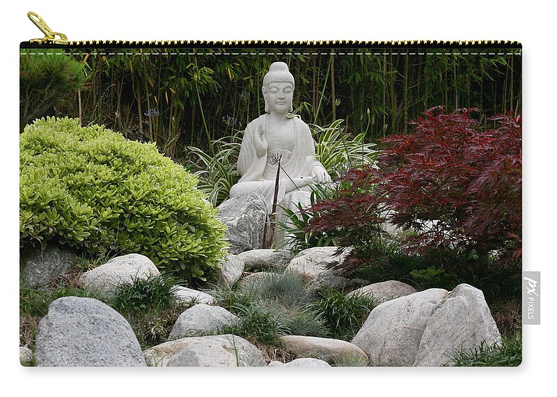 Statue Zip Pouch featuring the photograph Garden Statue by Art Block Collections