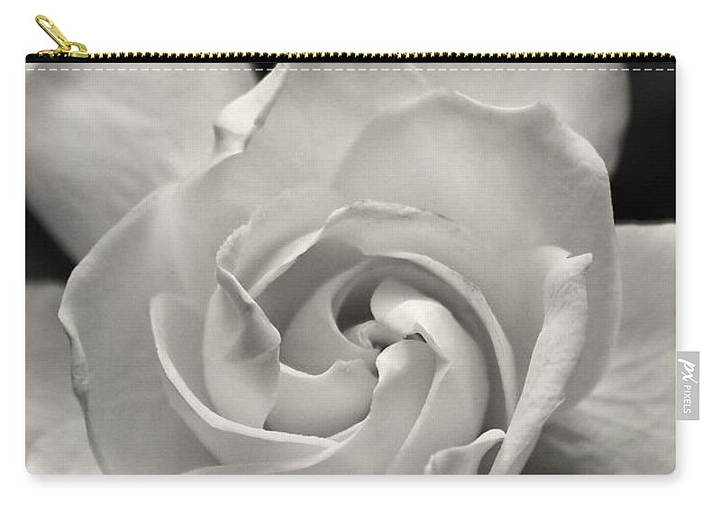 Gardenia Zip Pouch featuring the photograph Gardenia Bloom in Sepia by Jill Lang