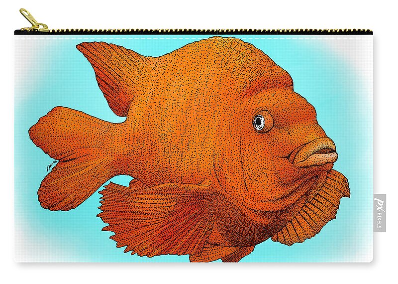 Garibaldi Fish Zip Pouch featuring the photograph Garibaldi Fish by Roger Hall