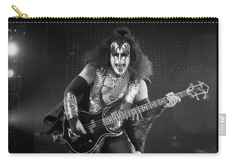 Gene Simmons Zip Pouch featuring the photograph Gene Simmons by Timothy Bischoff