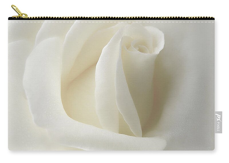 Rose Zip Pouch featuring the photograph Gentle White Rose Flower by Jennie Marie Schell