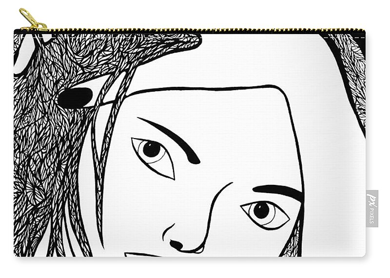 Jamie Lynn Gabrich Zip Pouch featuring the drawing Genuine by JamieLynn Warber